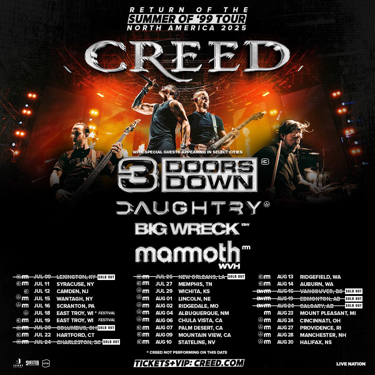 Concert Shuttle Camrose to CREED Aug 19, 2025