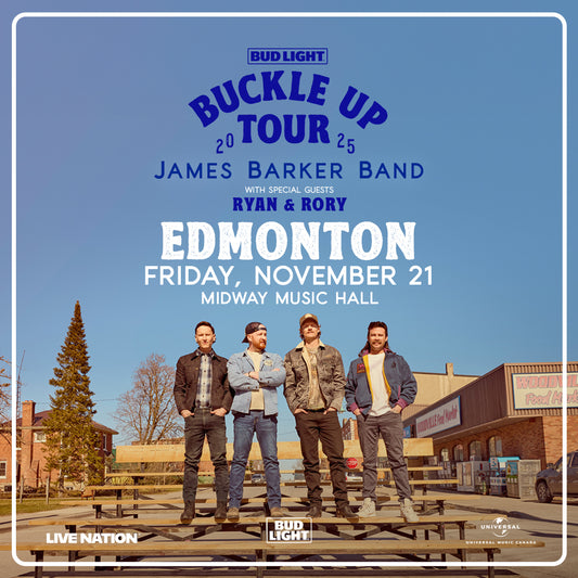 JAMES BARKER BAND Concert Round Trip Shuttle Service - Edmonton Nov 21