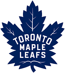 Toronto Maple Leafs logo with a blue leaf on a white background